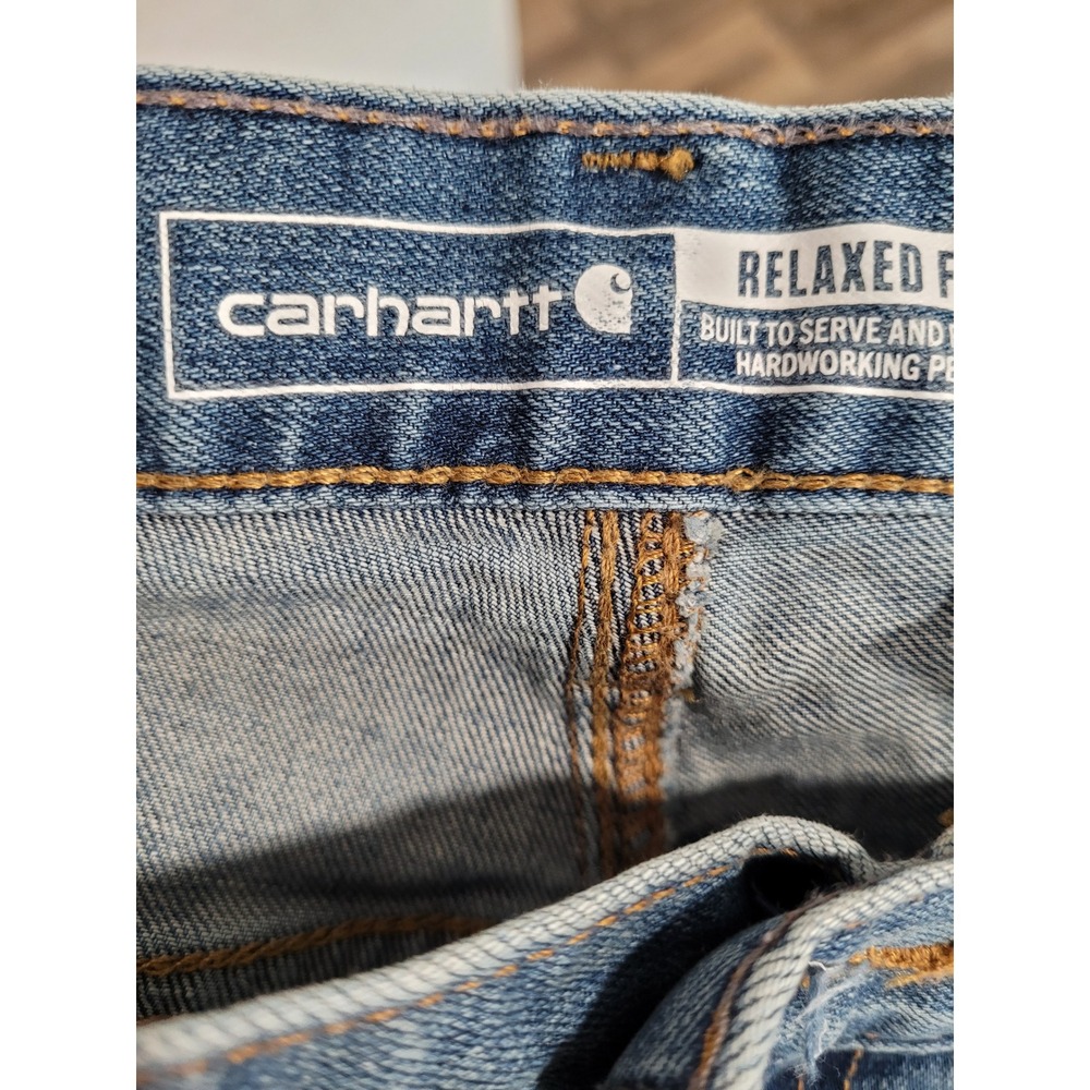 Carhartt Mens Relaxed Fit Rugged Flex 5 Pocket Jean 33x32 Blue Denim #11 - Picture 6 of 7
